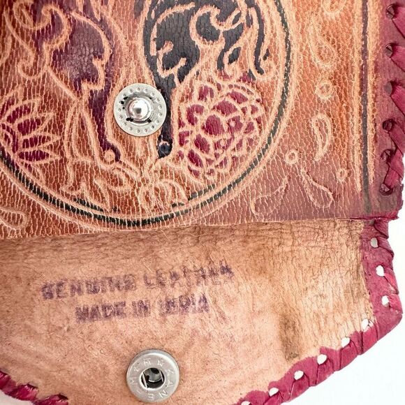 Vintage Indian Leather Handmade Clutch Coin Purse - Picture 5 of 6